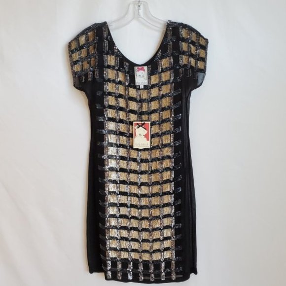 Yoana Baraschi Virtual Grid Sequined Dress, Black - Picture 2 of 6